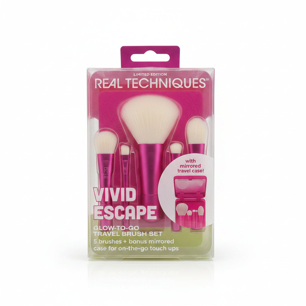 Real Techniques Vivid Escape Glow-To-Go Travel Brush Set 6 piezas