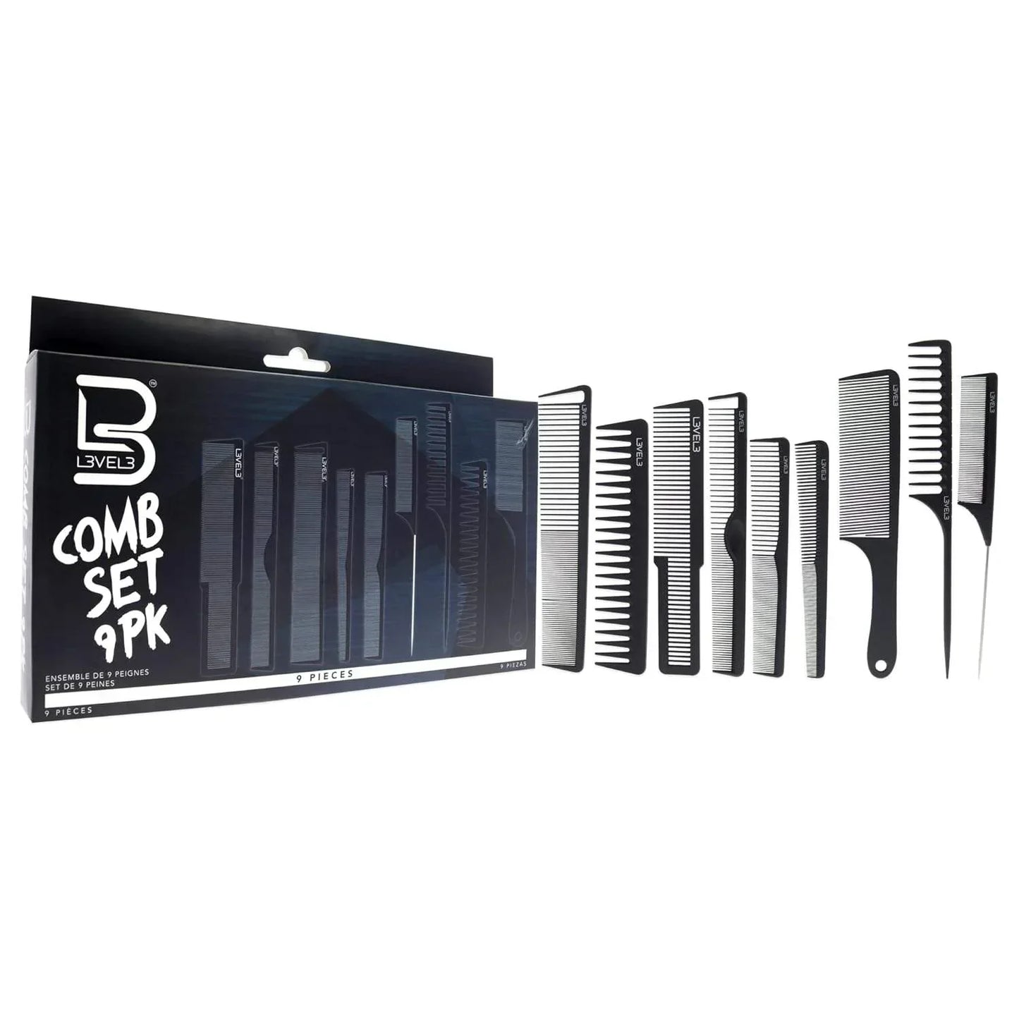 L3VEL3 Hair Styling Comb Set - 9 Piezas