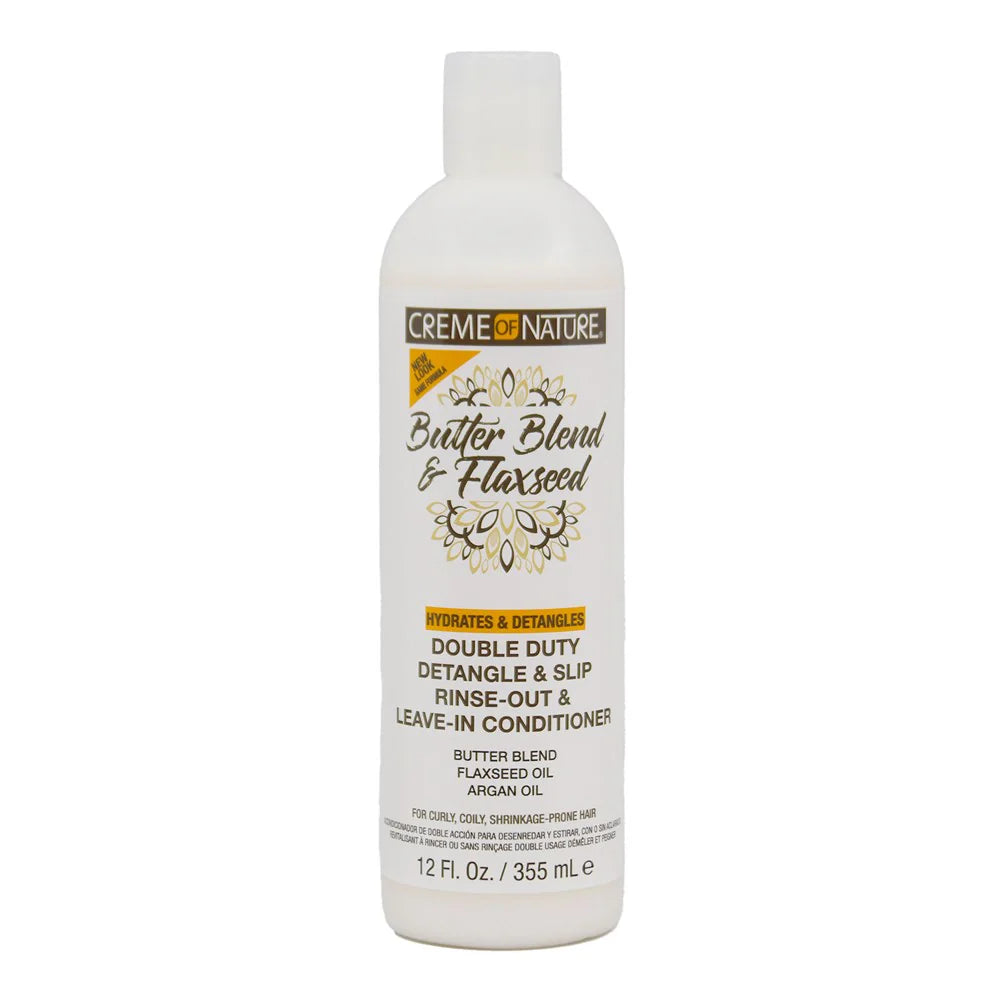 Creme of Nature Butter Blend & Flaxseed Double Duty Detangle & Slip Rinse-Out & Leave-In Conditioner 355ml