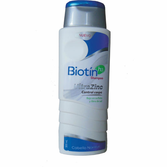 Biotín H3 Shampoo Anticaspa Ultra Zinc Cabello Normal 355ml