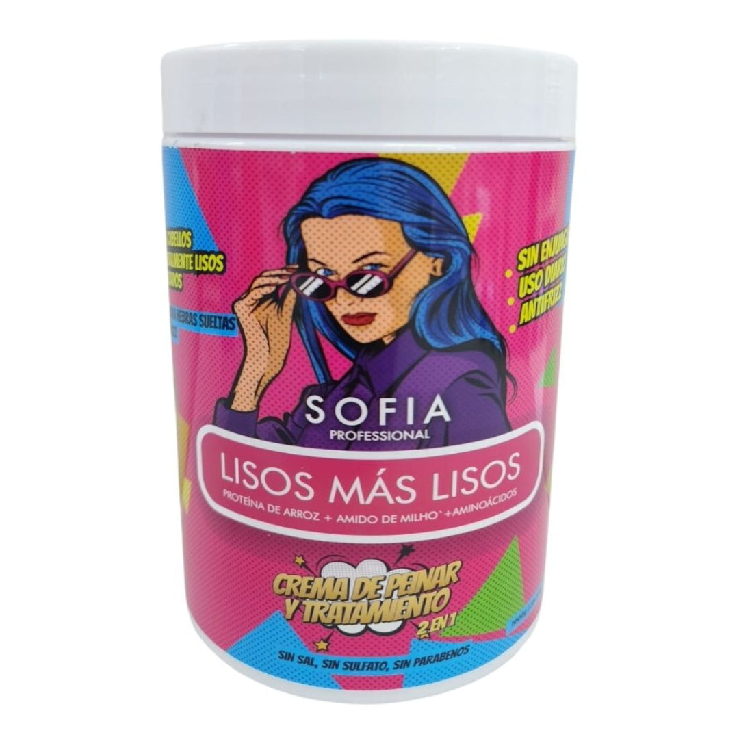 SOFIA Professional Lisos Más Lisos Crema de Peinar y Tratamiento 2 en 1 1000ml