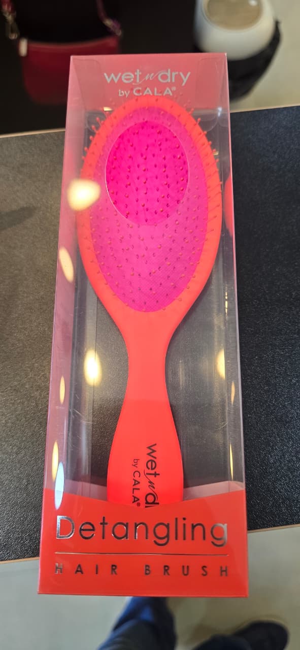 CALA Wet-n-Dry Detangling Hair Brush (Orange & Hot Pink)