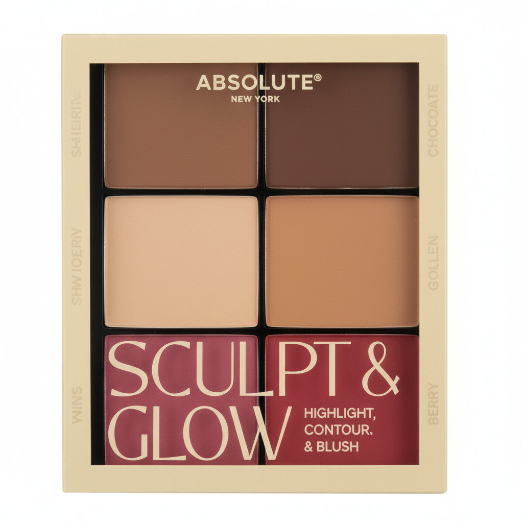 Absolute New York Sculpt & Glow Highlight Contour & Blush Palette