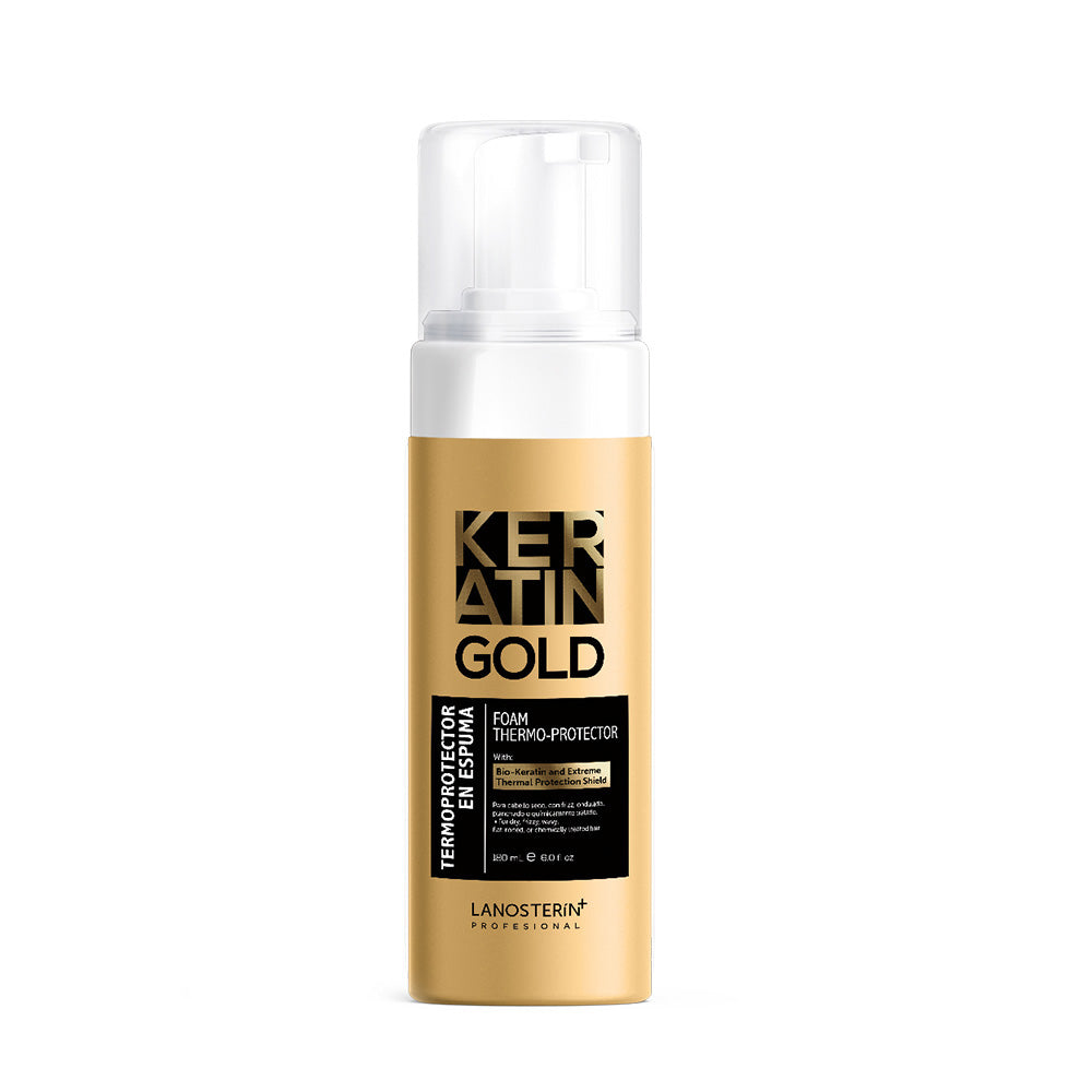 Lanosterín Profesional Keratin Gold Termoprotector en Espuma - 180 ml (6.0 fl oz)