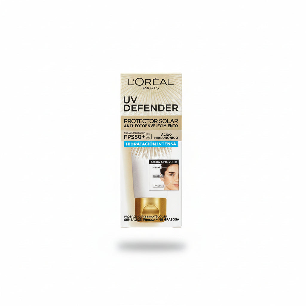 L'Oréal Paris UV Defender Protector Solar Anti-Fotoenvejecimiento Hidratación Intensa FPS 50+ 40 ml