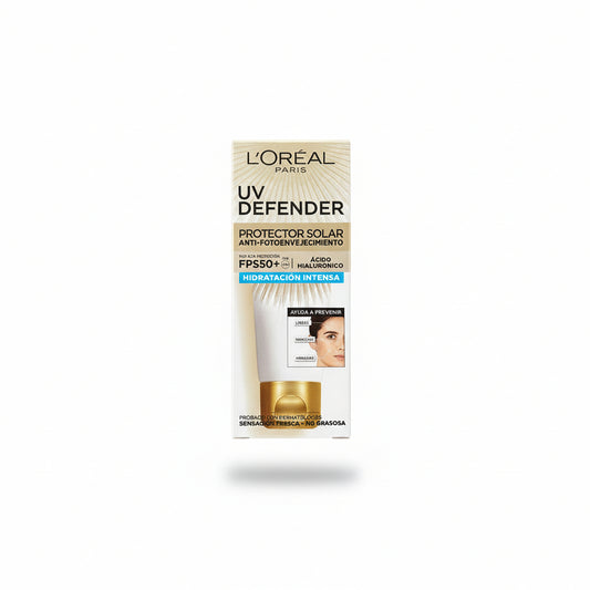 L'Oréal Paris UV Defender Protector Solar Anti-Fotoenvejecimiento Hidratación Intensa FPS 50+ 40 ml