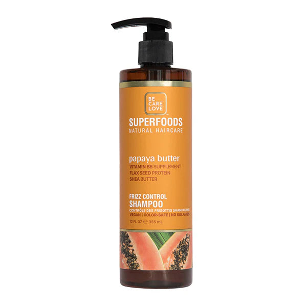 Be Care Love Superfoods Natural Haircare Papaya Butter Frizz Control Shampoo 355 ml