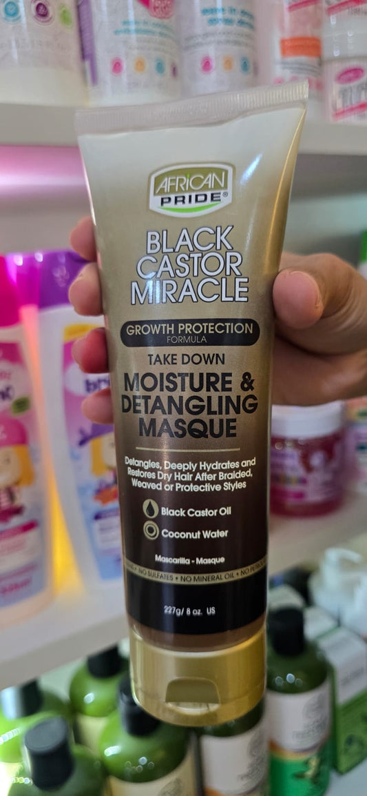 African Pride Black Castor Miracle Take Down Moisture & Detangling Masque 227g