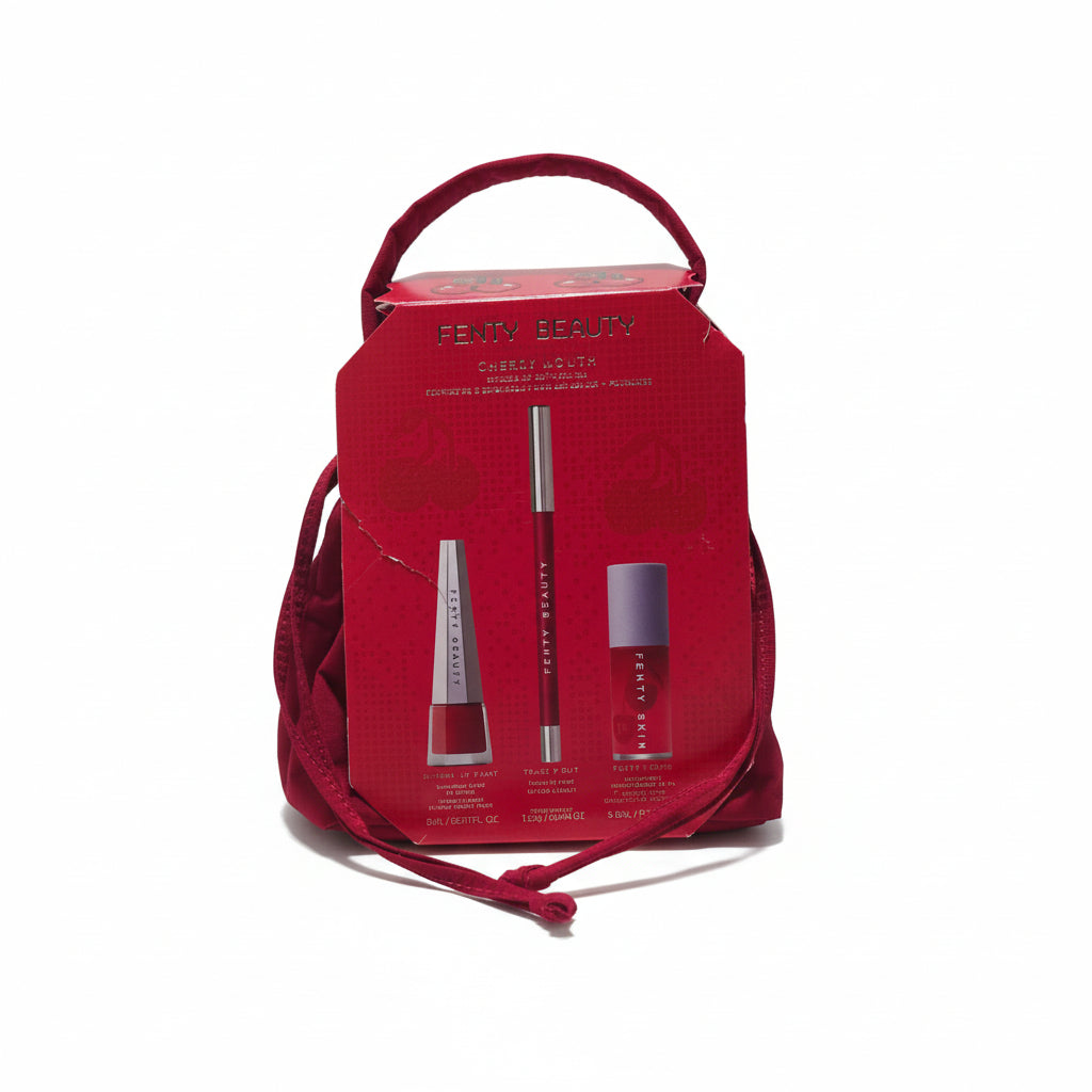 Fenty Beauty Cherry Mouth 3-Piece Lip Set + Pouch