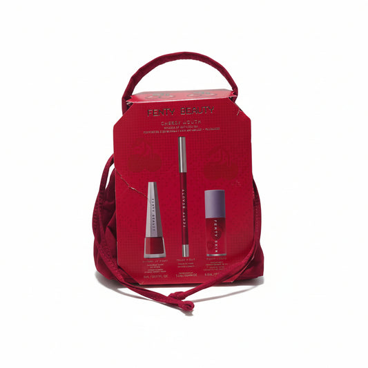 Fenty Beauty Cherry Mouth 3-Piece Lip Set + Pouch