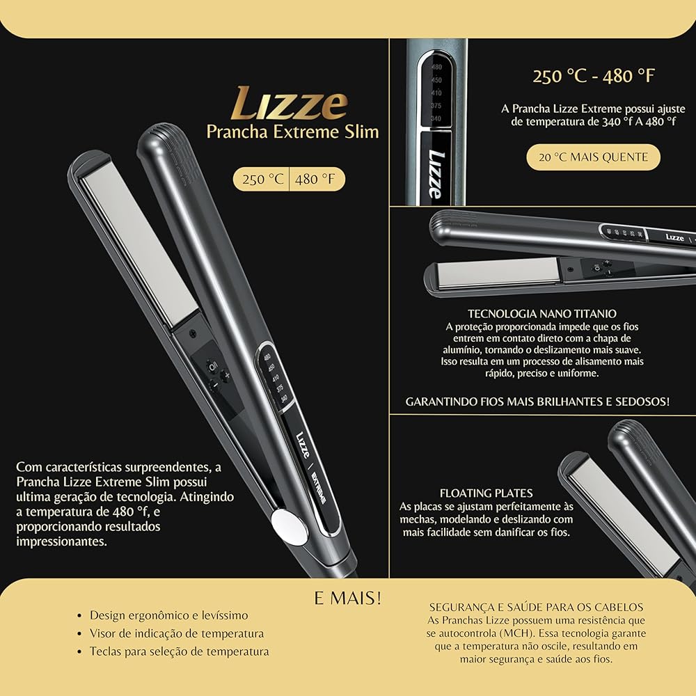Lizze® EXTREME™ Professional Titanium Hair Straightener (480°F / 250°C)