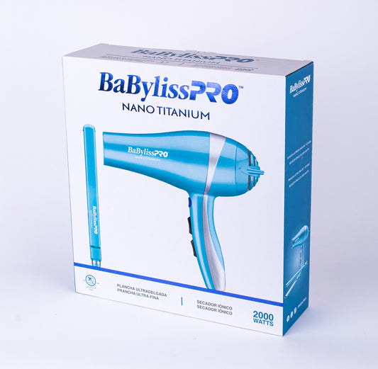 BaBylissPRO® Nano Titanium™ Limited Edition Set: Ionic Hair Dryer (BNT6610) & Ultra-Thin Straightening Iron (BNT4072)