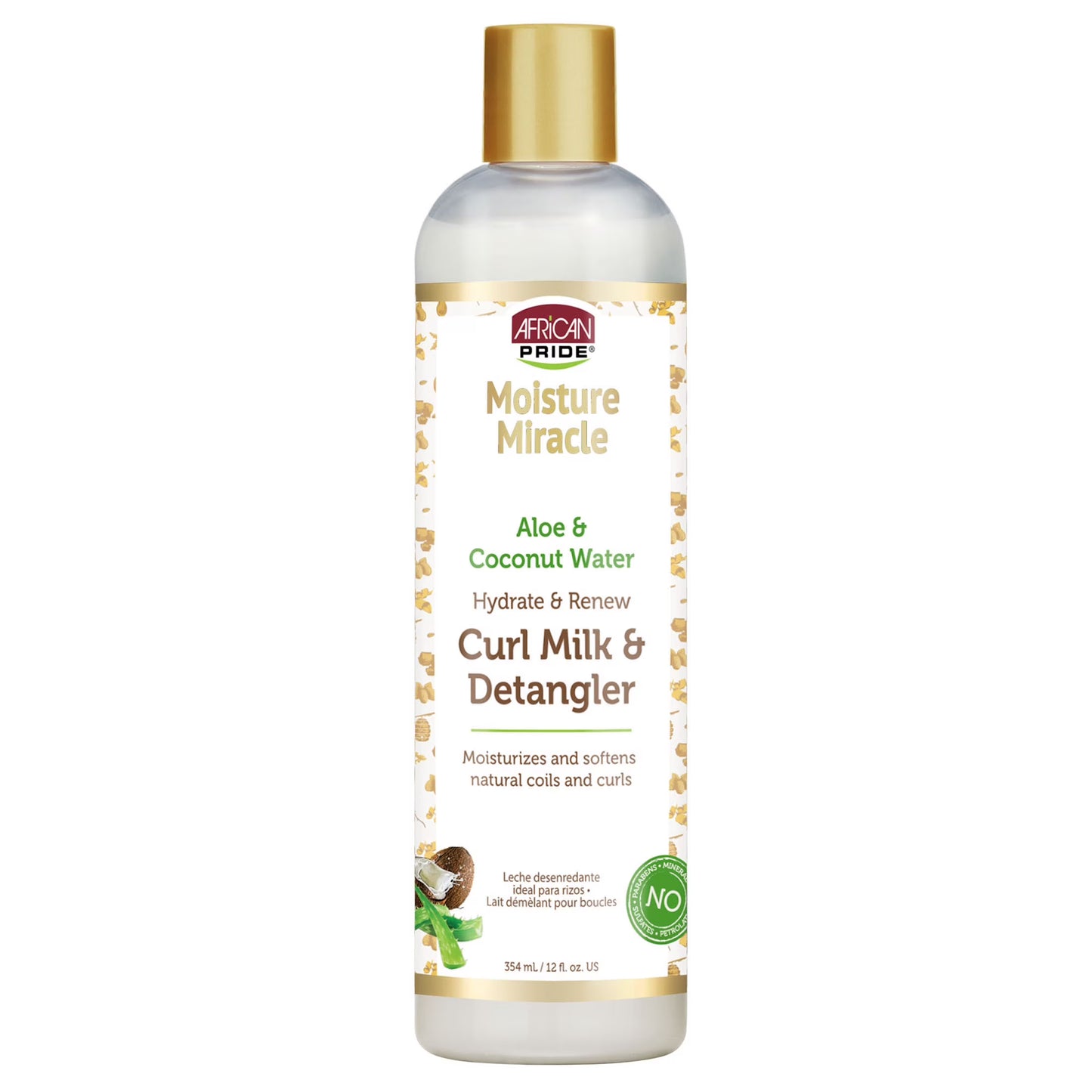 African Pride Moisture Miracle Aloe & Coconut Water Hydrate & Renew Curl Milk & Detangler 355ml