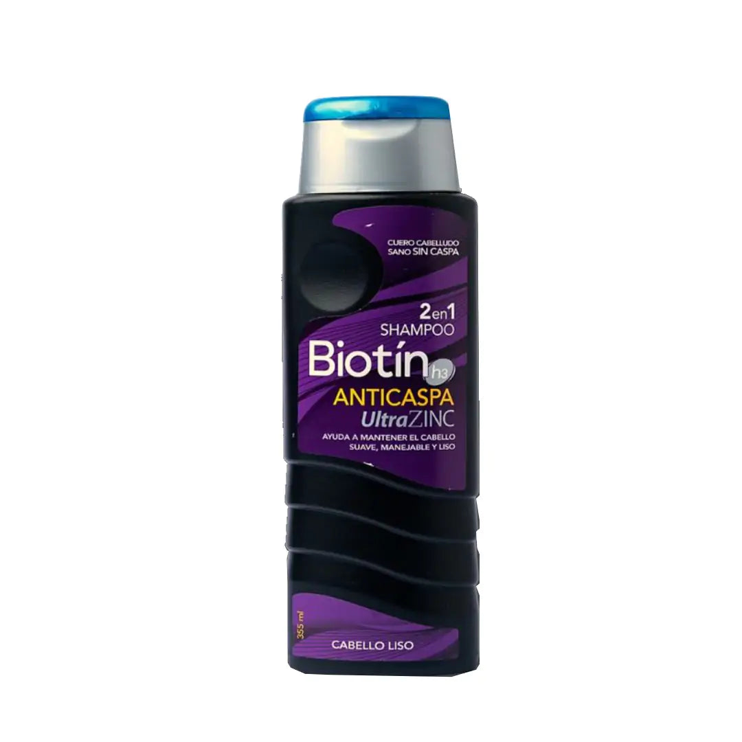 Biotín H3 Shampoo Anticaspa Ultra Zinc Cabello Liso 355ml
