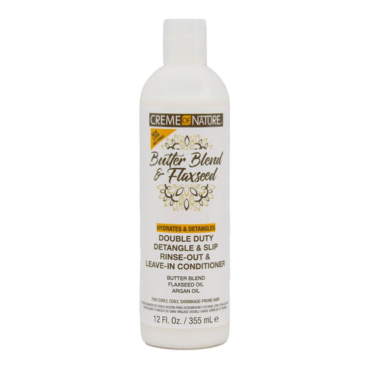 Creme of Nature Butter Blend & Flaxseed Double Duty Detangle & Slip Rinse-Out & Leave-In Conditioner 355ml