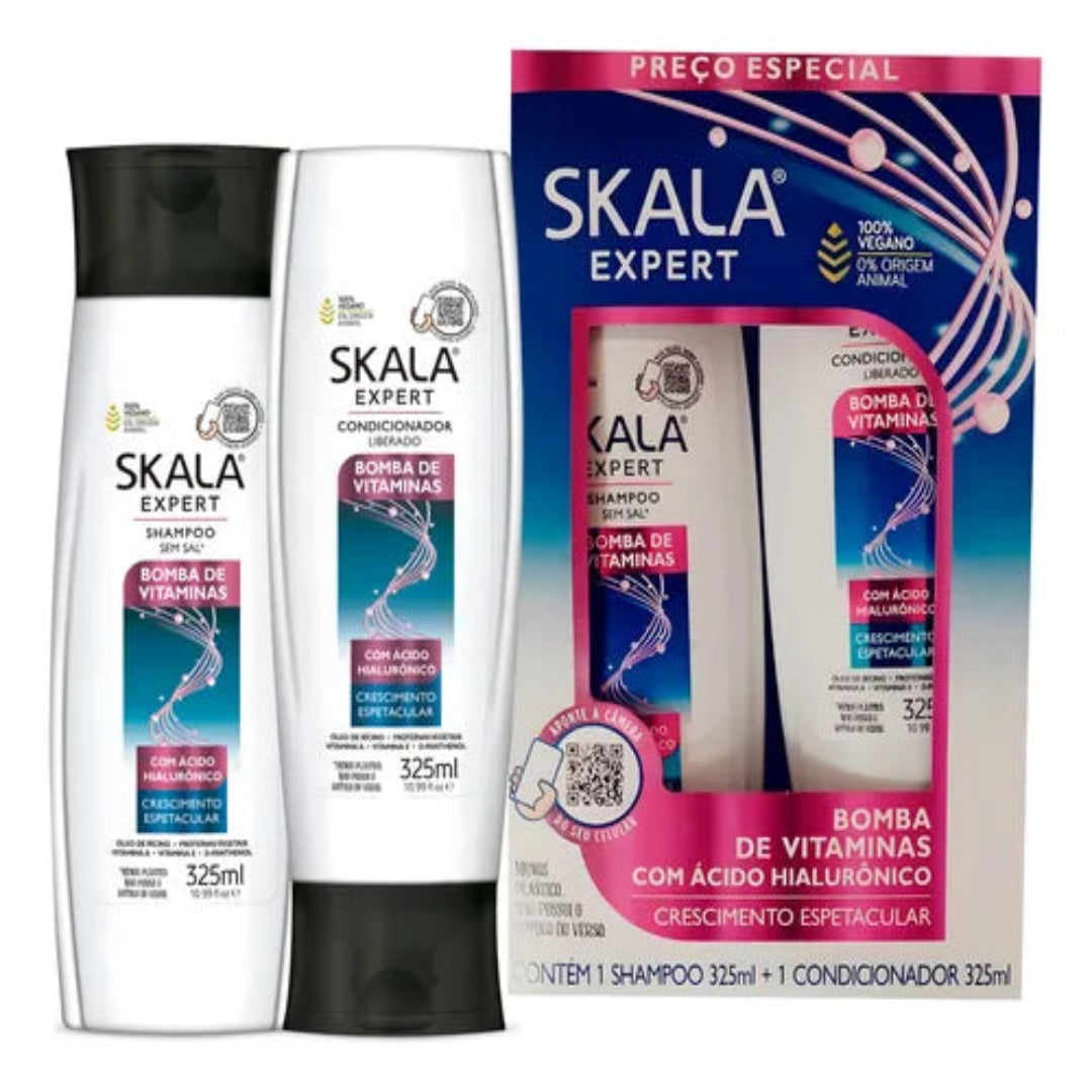 SKALA EXPERT SET BOMBA DE VITAMINAS CON ÁCIDO HIALURÓNICO 650ML (SHAMPOO 325ML + ACONDICIONADOR 325ML)