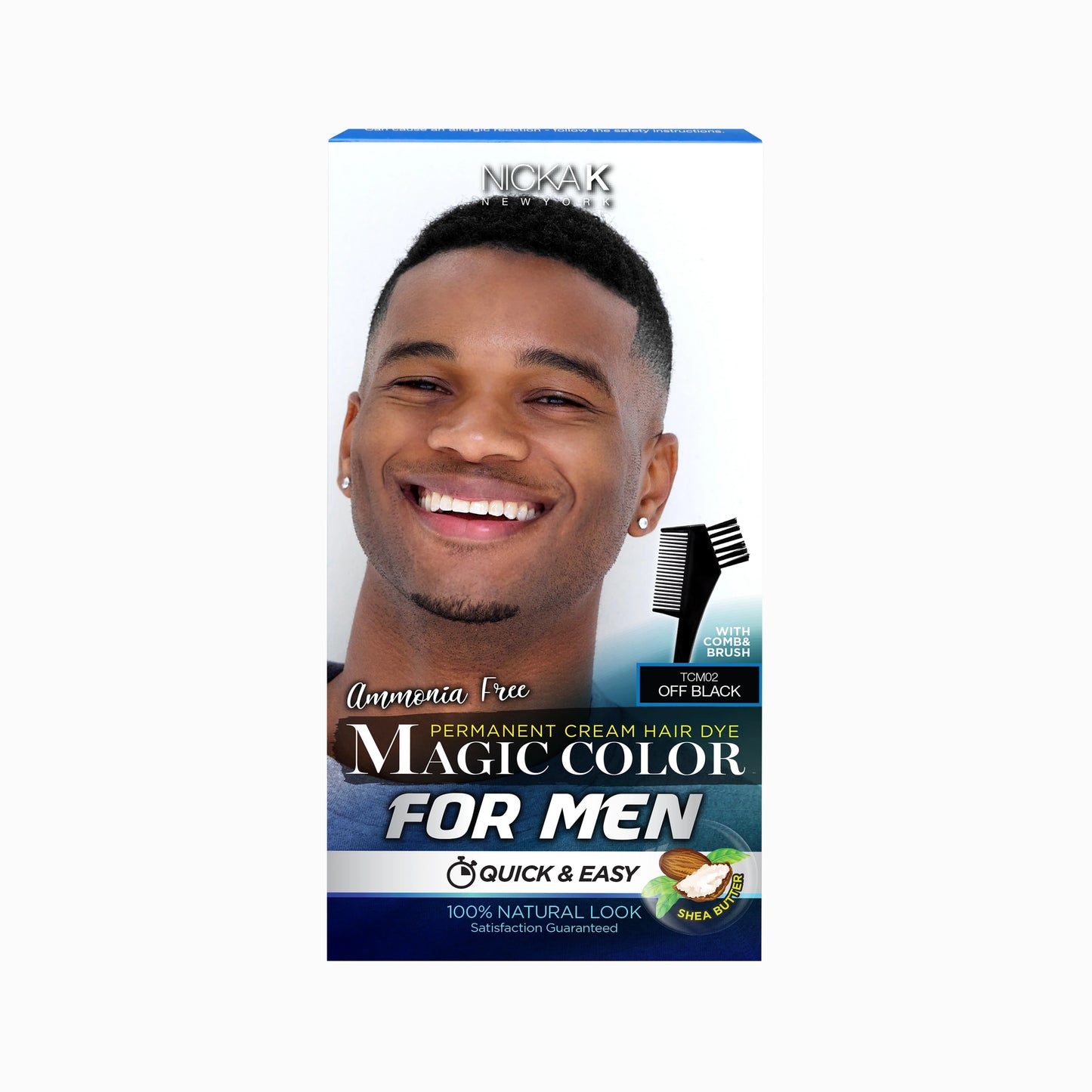 Nicka K Magic Color For Men Permanent Cream Hair Dye - Off Black TCM02 (85 ml)