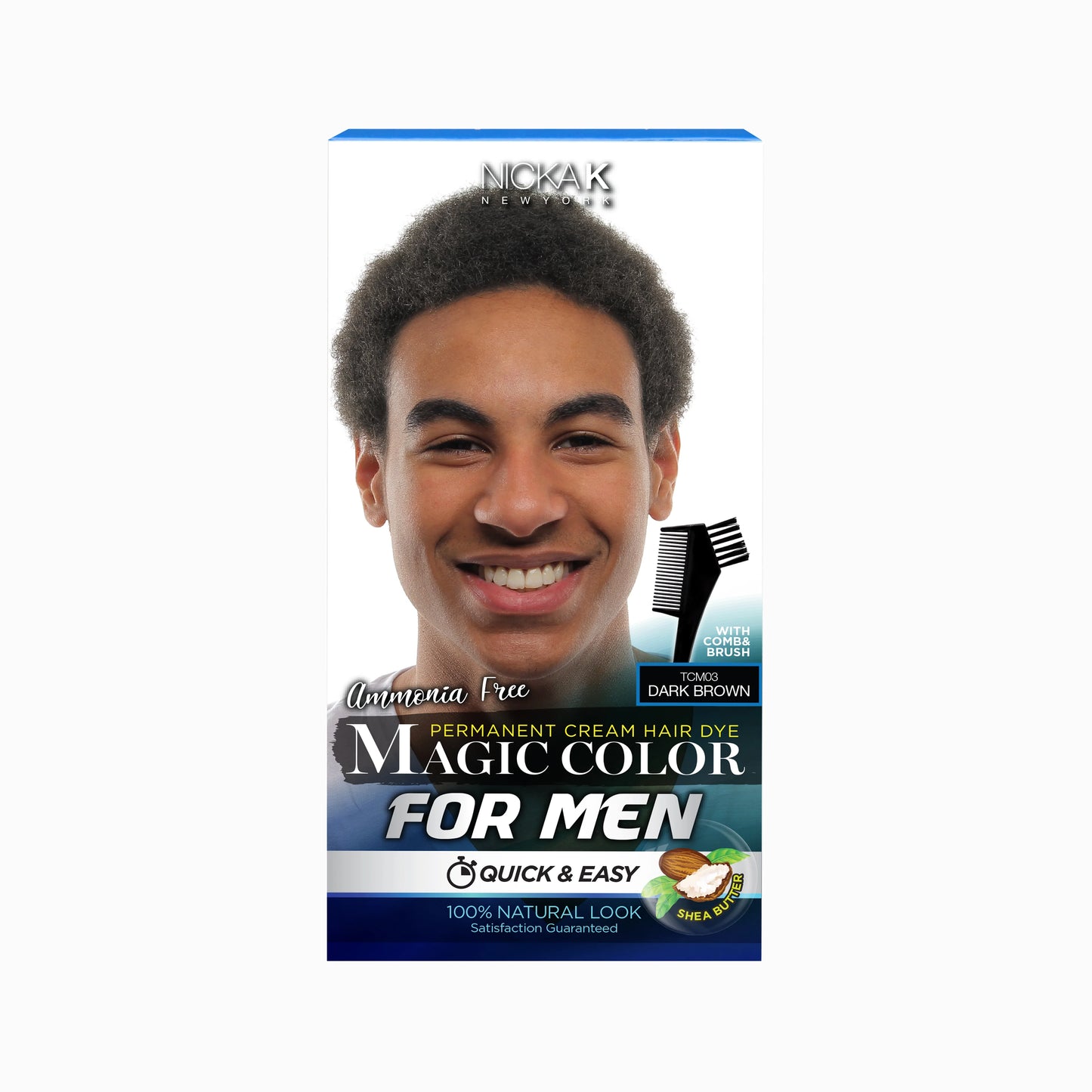 Nicka K Magic Color For Men Permanent Cream Hair Dye - Dark Brown TCM03 (85 ml)