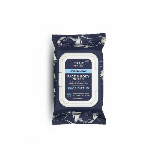 Cala For Men Cooling Eucalyptus Face & Body Wipes 60 Wipes