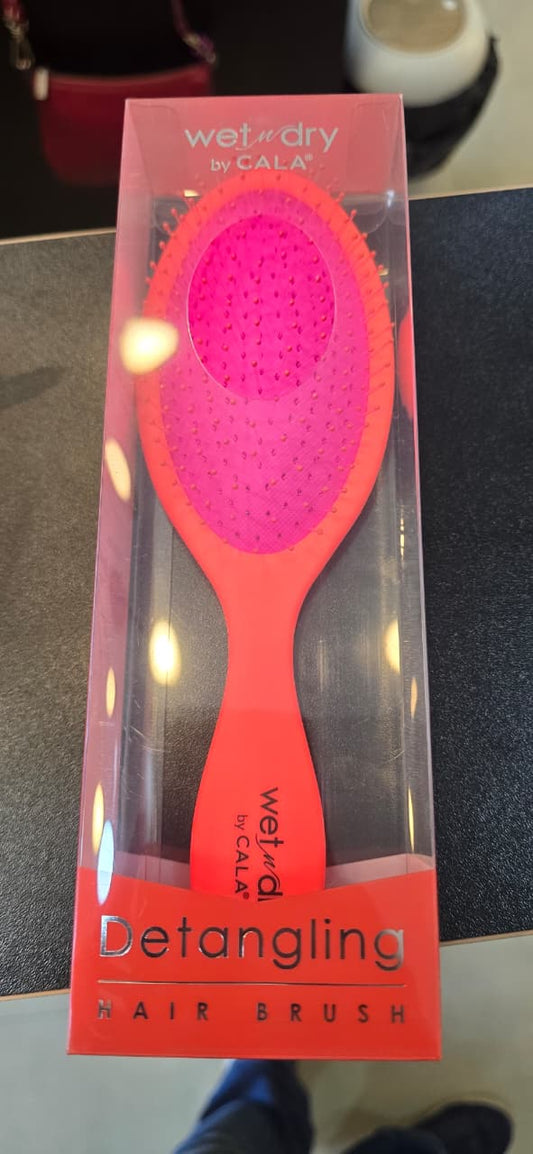 CALA Wet-n-Dry Detangling Hair Brush (Orange & Hot Pink)