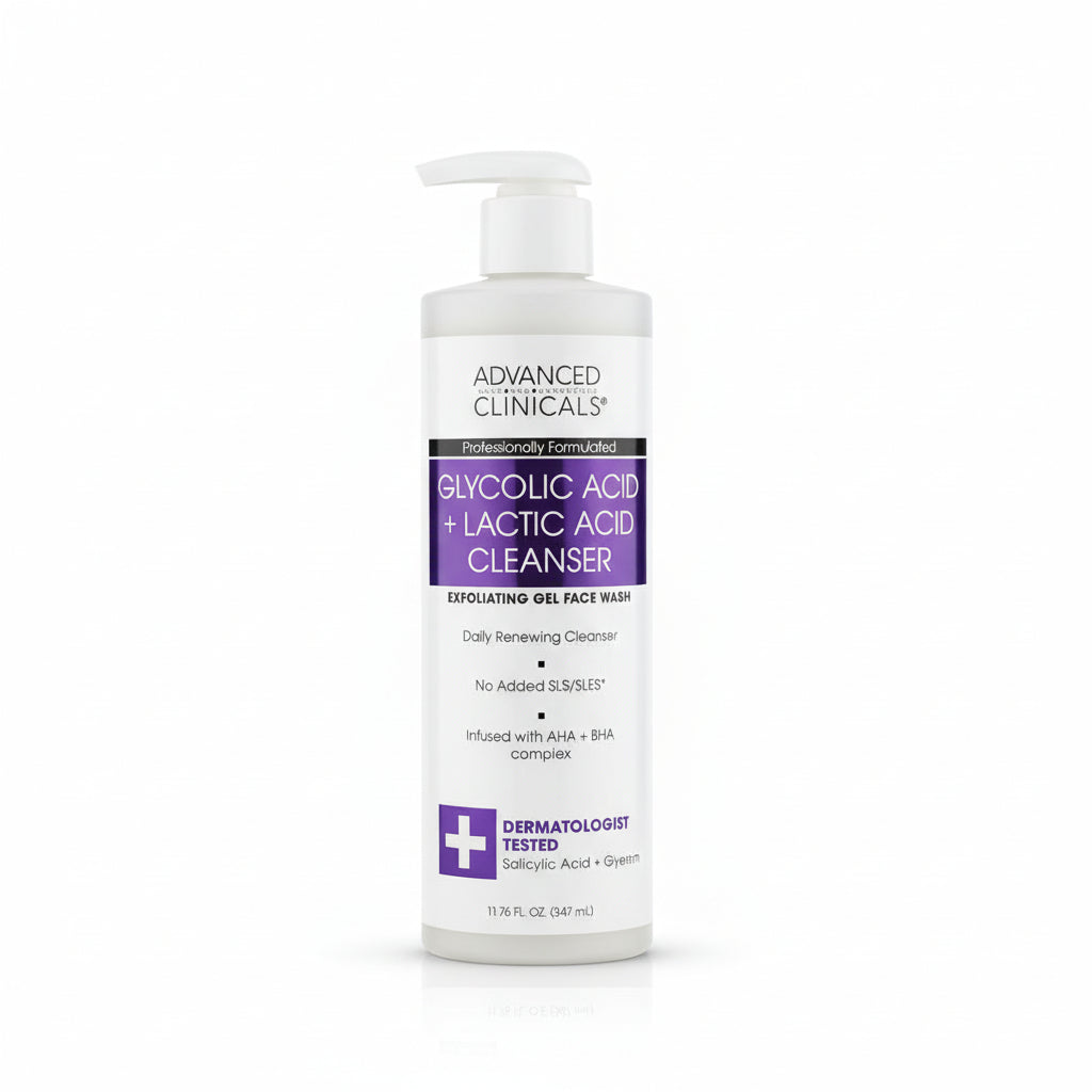 Advanced Clinicals Glycolic Acid + Lactic Acid Cleanser 347 ml (11.75 fl oz)