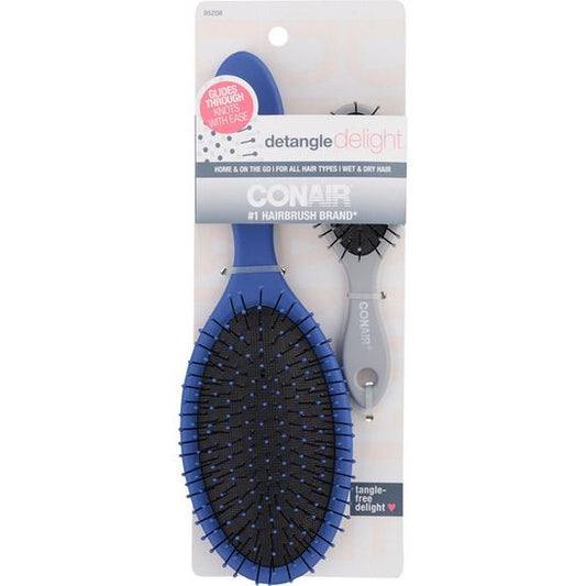 Conair Detangle Delight Cushion Brush Set (Blue)